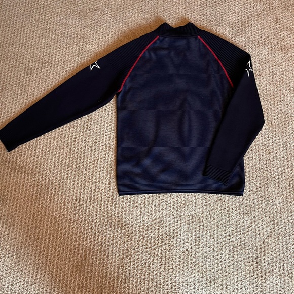 Dale of Norway full zip wool sweater, navy blue with red accent trim. EUC - Picture 4 of 5
